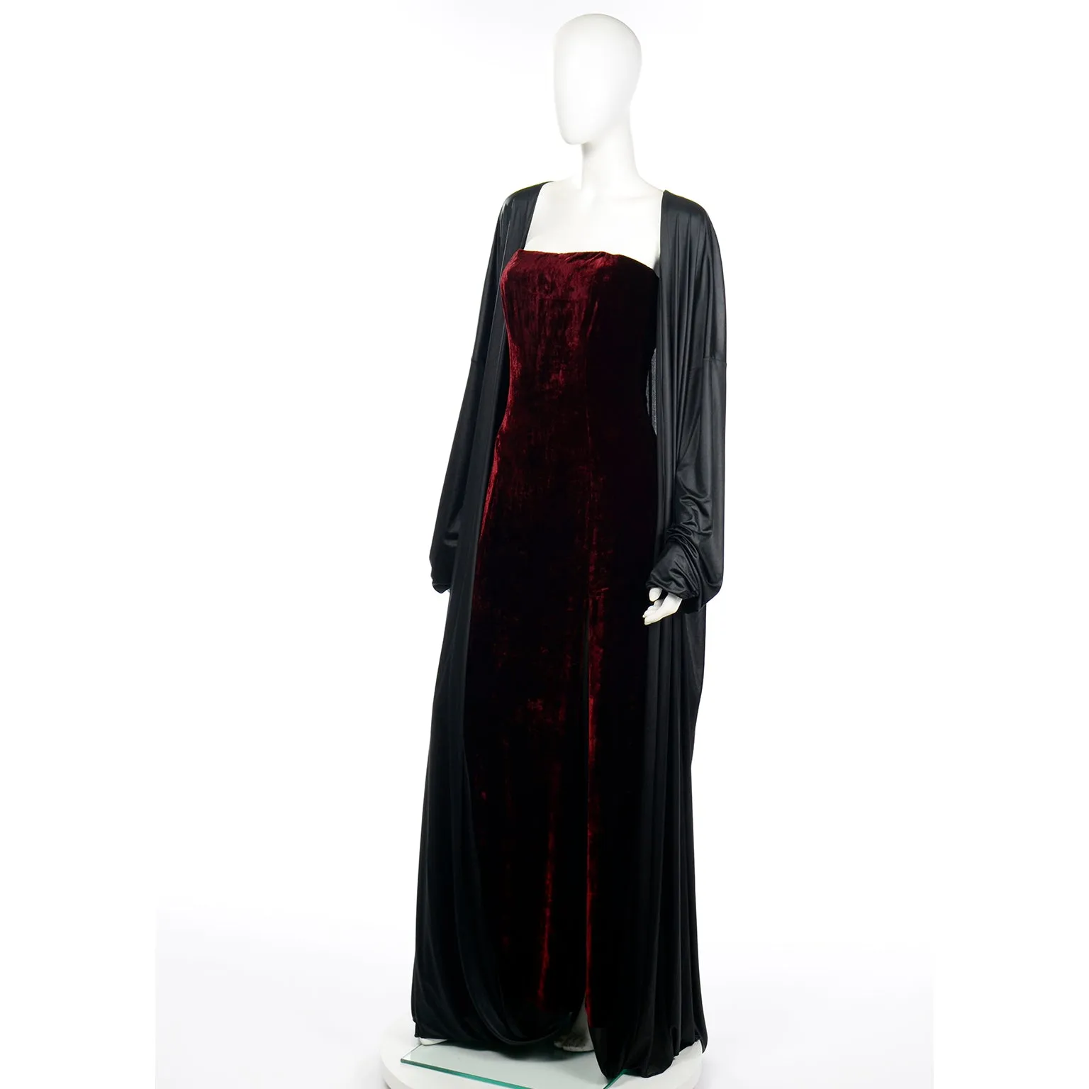 2012 Jean Paul Gaultier Red Velvet Runway Evening Dress w/ Attached Cape