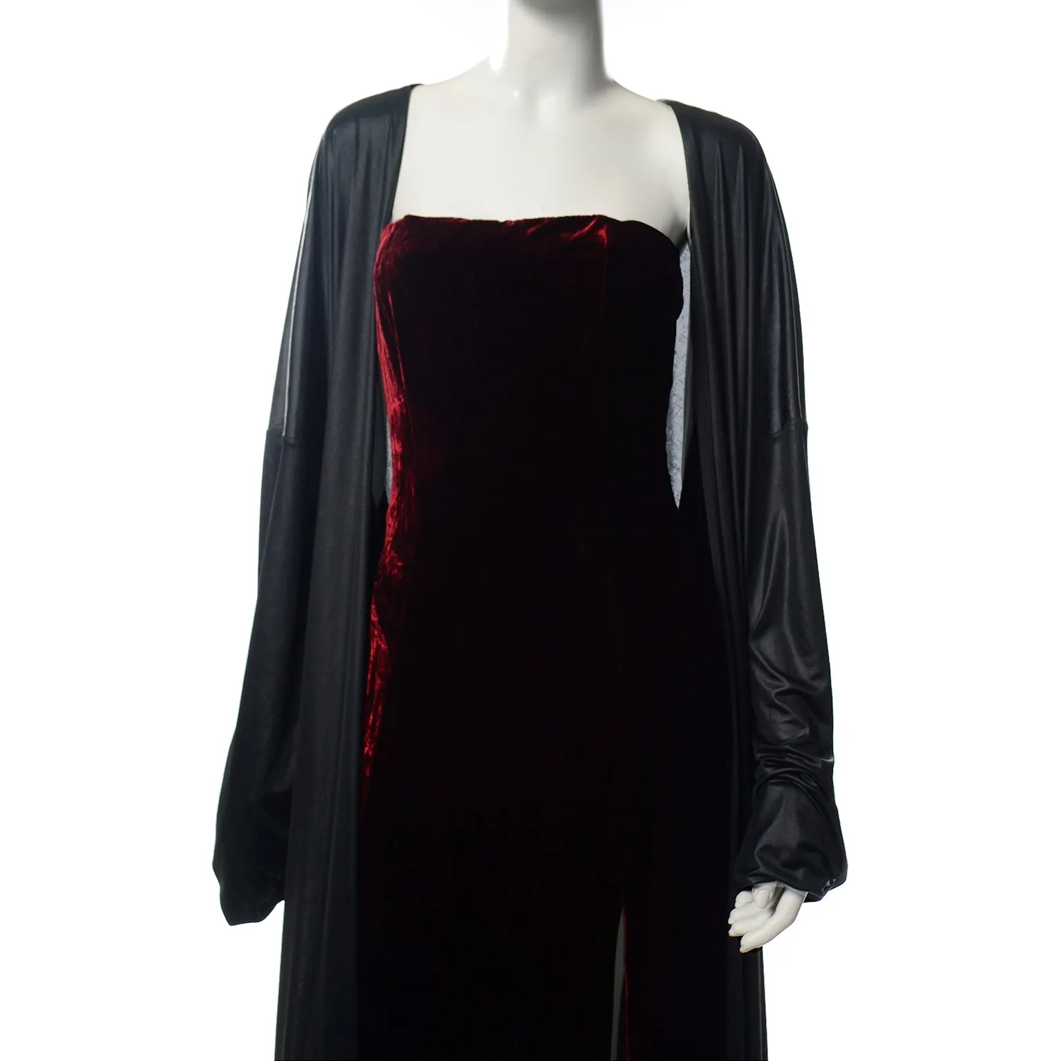 2012 Jean Paul Gaultier Red Velvet Runway Evening Dress w/ Attached Cape