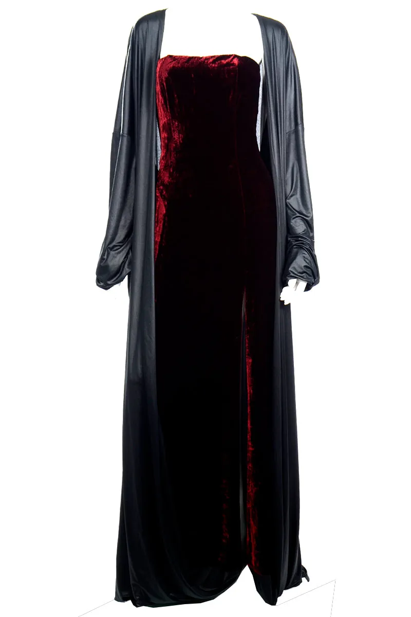 2012 Jean Paul Gaultier Red Velvet Runway Evening Dress w/ Attached Cape