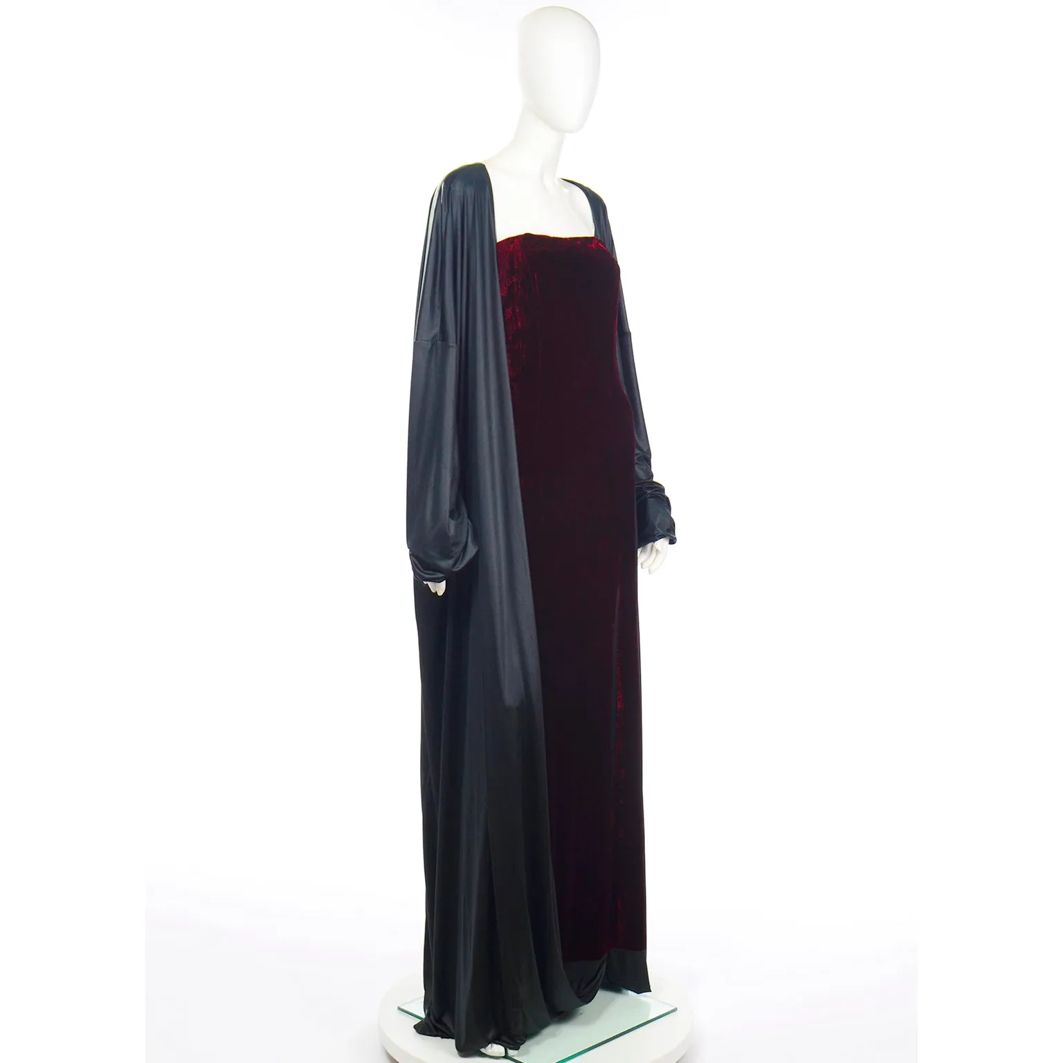 2012 Jean Paul Gaultier Red Velvet Runway Evening Dress w/ Attached Cape