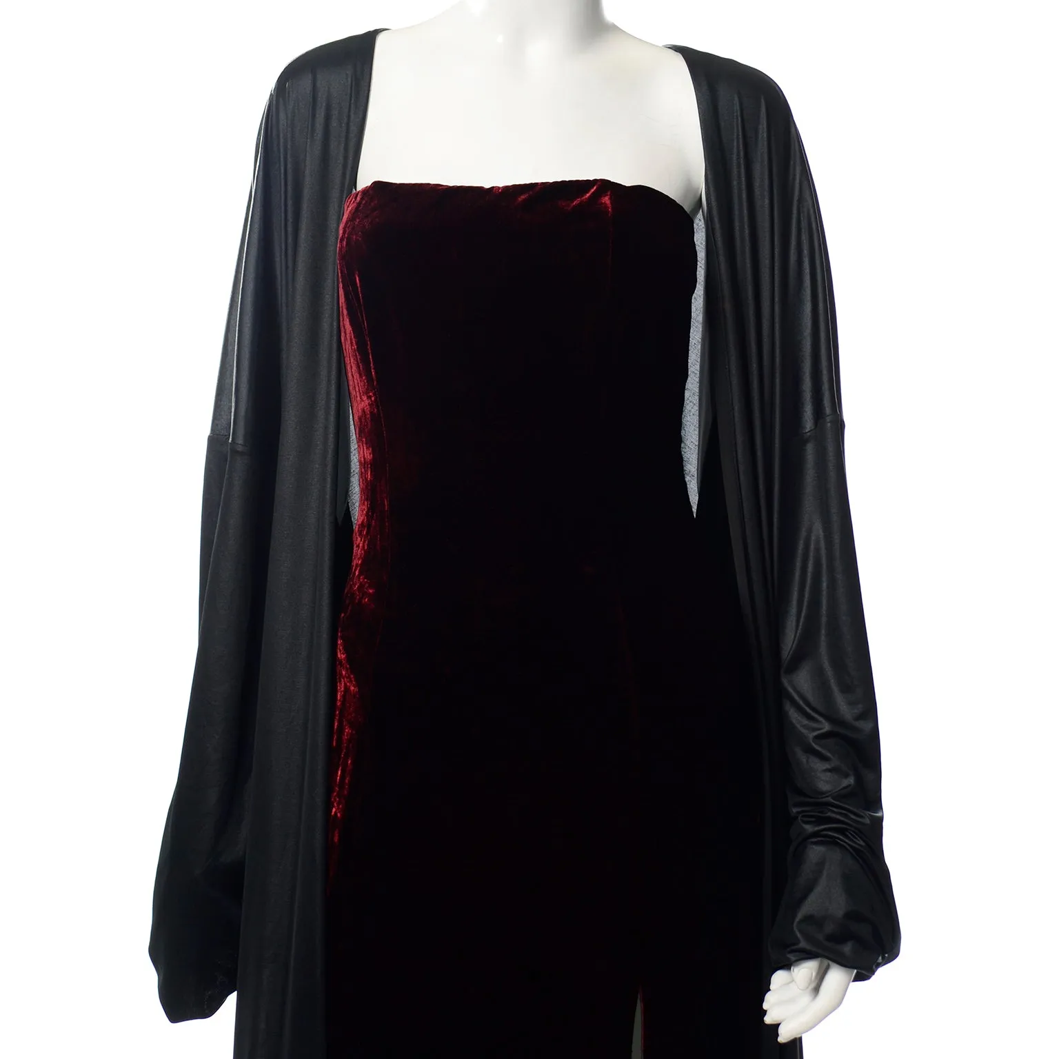 2012 Jean Paul Gaultier Red Velvet Runway Evening Dress w/ Attached Cape