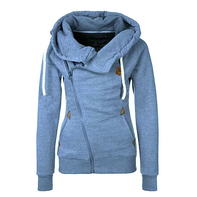 2017   Style Women Side Zipper Hooded Fleece Jacket Hoodies Sweatshirt