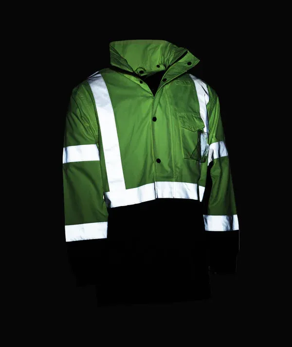 431STLB Hi-Vis 2-Tone Parka: Breathable Waterproof Hooded Safety Coat