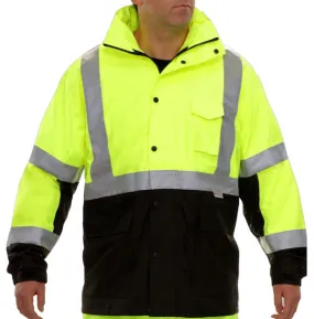 431STLB Hi-Vis 2-Tone Parka: Breathable Waterproof Hooded Safety Coat