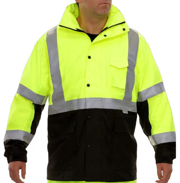 431STLB Hi-Vis 2-Tone Parka: Breathable Waterproof Hooded Safety Coat