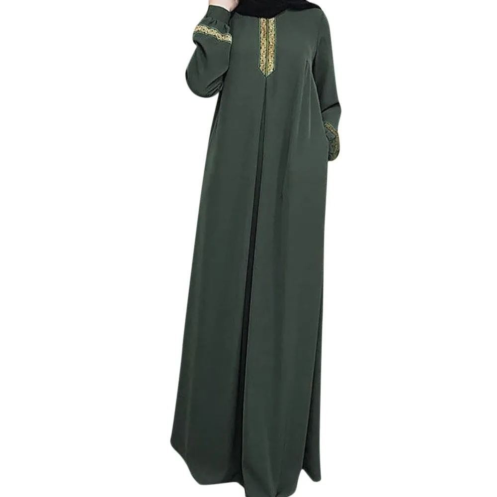 Abaya For Women Lady Large Size Printed Muslim Long Casual Sleeve Dress Casual Kaftan Long Dress  Plus Size Abaya a502