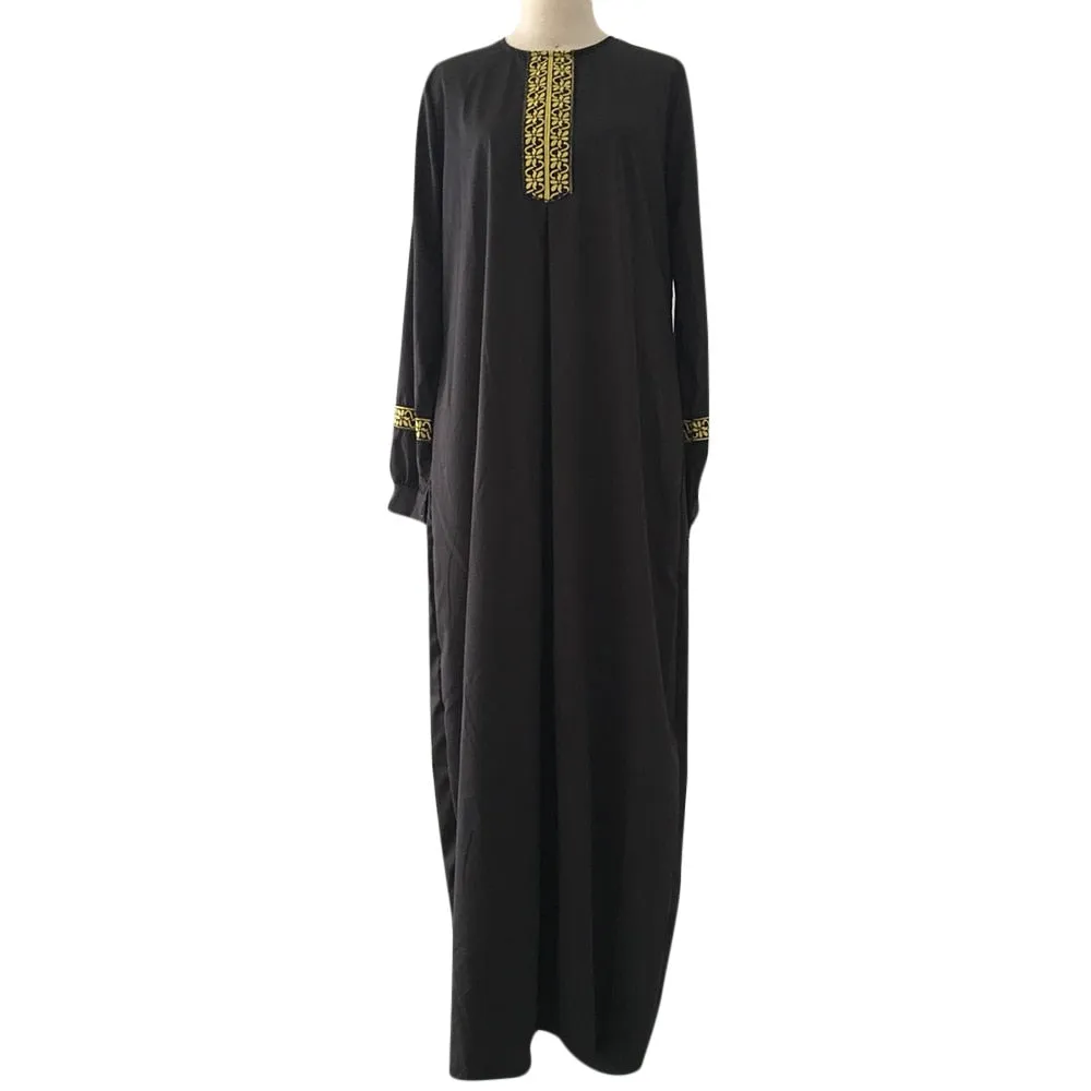 Abaya For Women Lady Large Size Printed Muslim Long Casual Sleeve Dress Casual Kaftan Long Dress  Plus Size Abaya a502