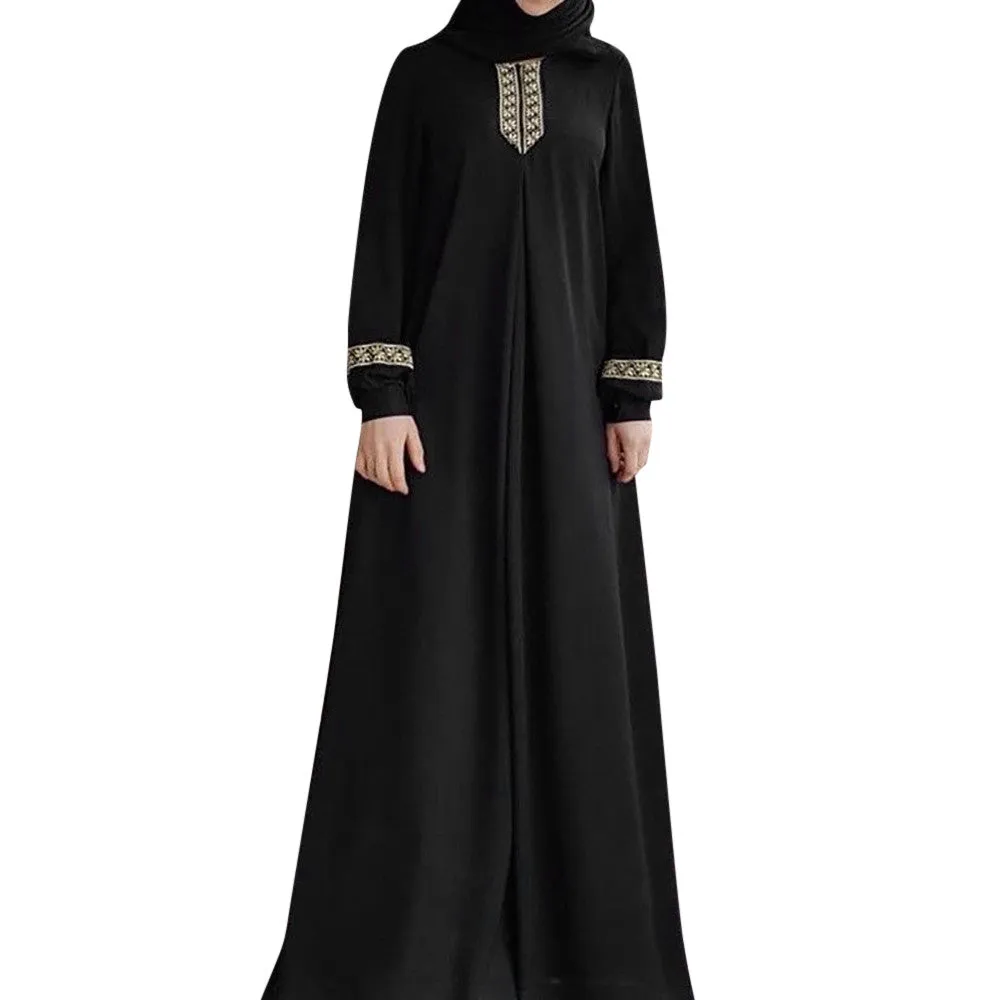 Abaya For Women Lady Large Size Printed Muslim Long Casual Sleeve Dress Casual Kaftan Long Dress  Plus Size Abaya a502