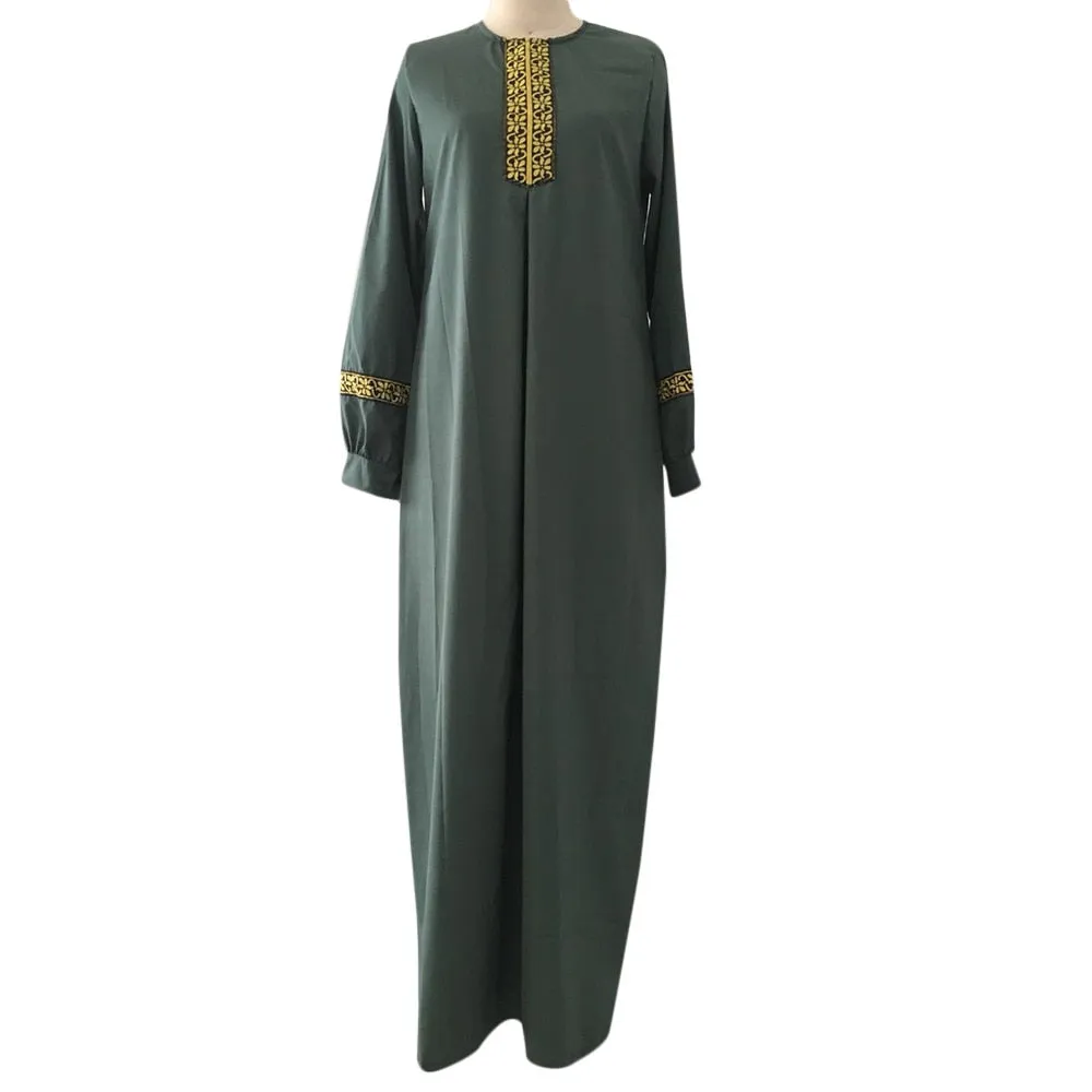 Abaya For Women Lady Large Size Printed Muslim Long Casual Sleeve Dress Casual Kaftan Long Dress  Plus Size Abaya a502