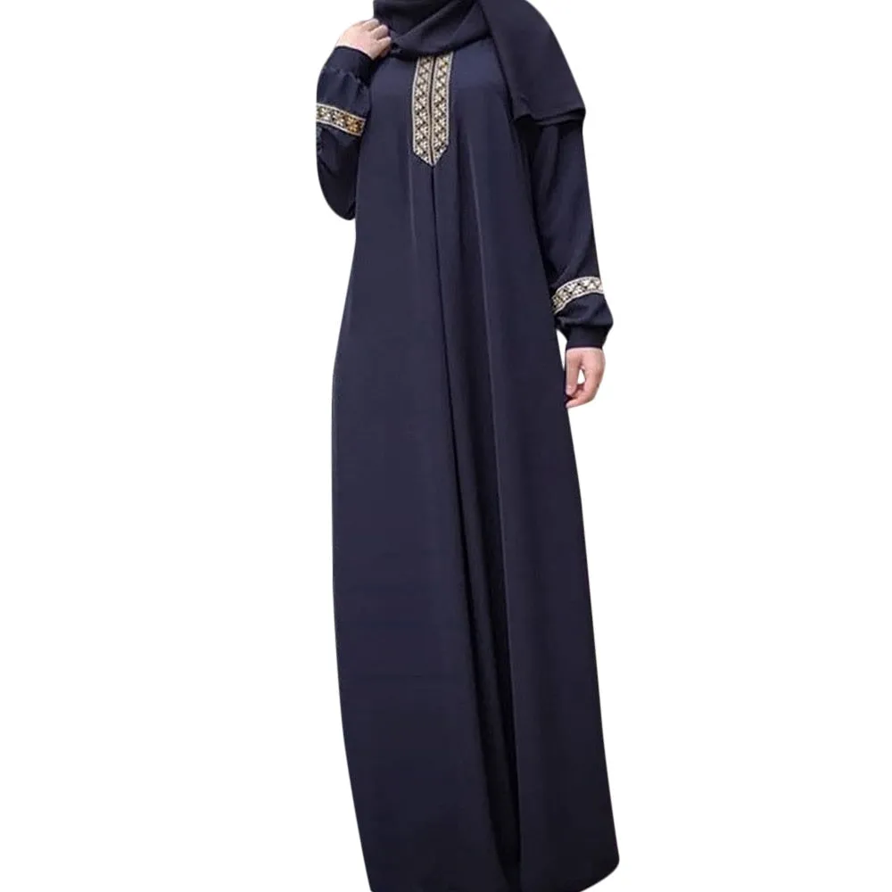 Abaya For Women Lady Large Size Printed Muslim Long Casual Sleeve Dress Casual Kaftan Long Dress  Plus Size Abaya a502