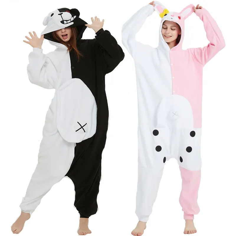 Adult Monomi Bear Kigurumi Onesies Cosplay Costume  3D Monokuma Pajamas Halloween Party Jumpsuits Pyjamas Suit