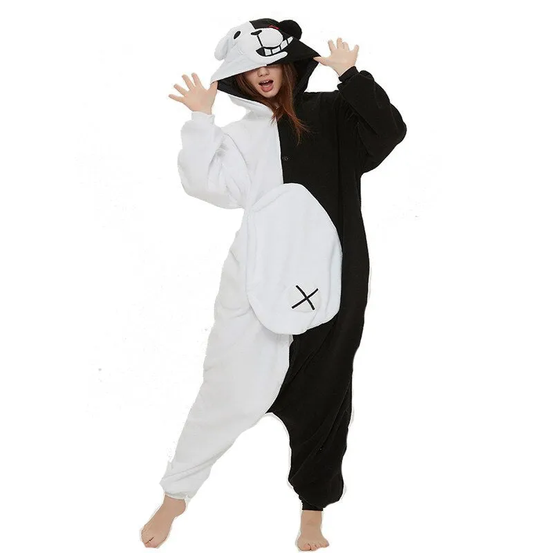 Adult Monomi Bear Kigurumi Onesies Cosplay Costume  3D Monokuma Pajamas Halloween Party Jumpsuits Pyjamas Suit