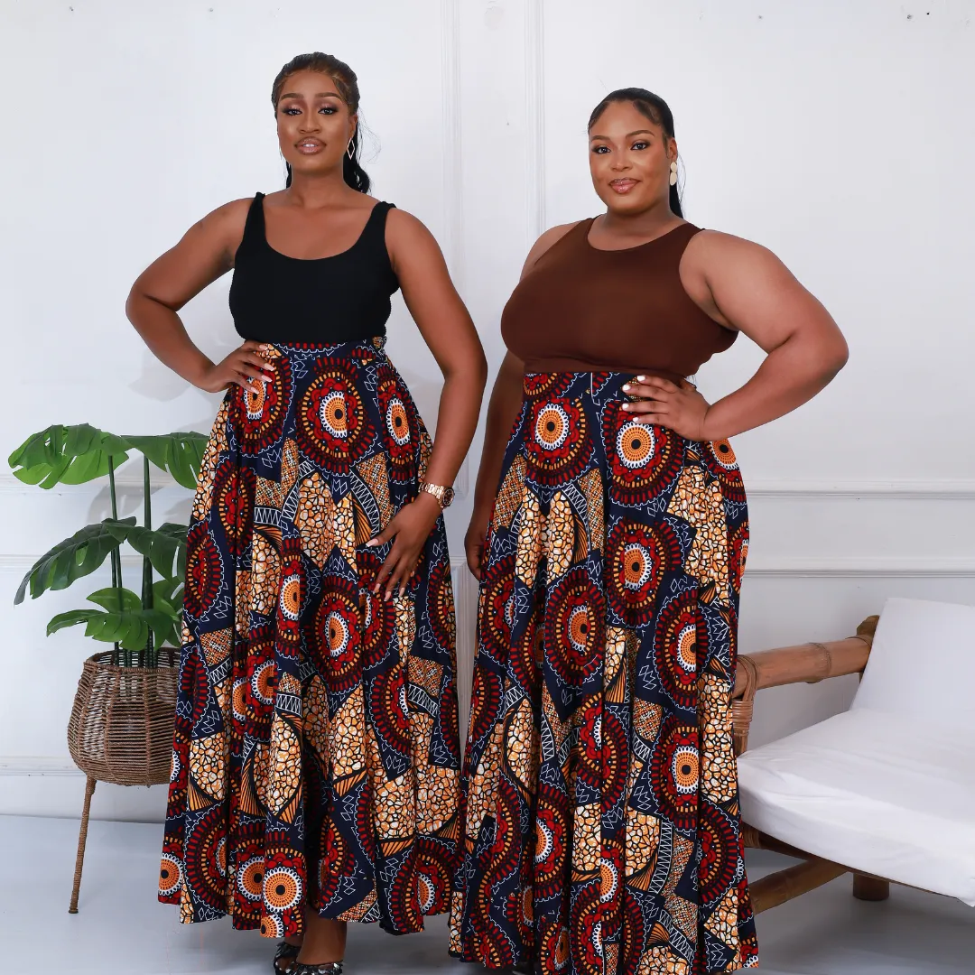 African Print Patchwork Maxi Skirt - Zakiya