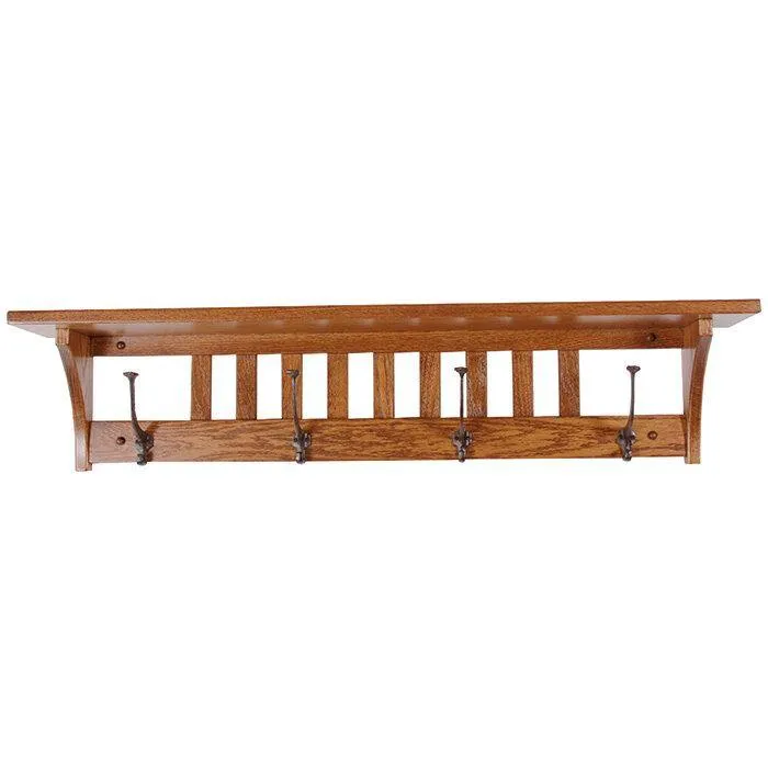 Amish Mission Shelf with Coat Hooks