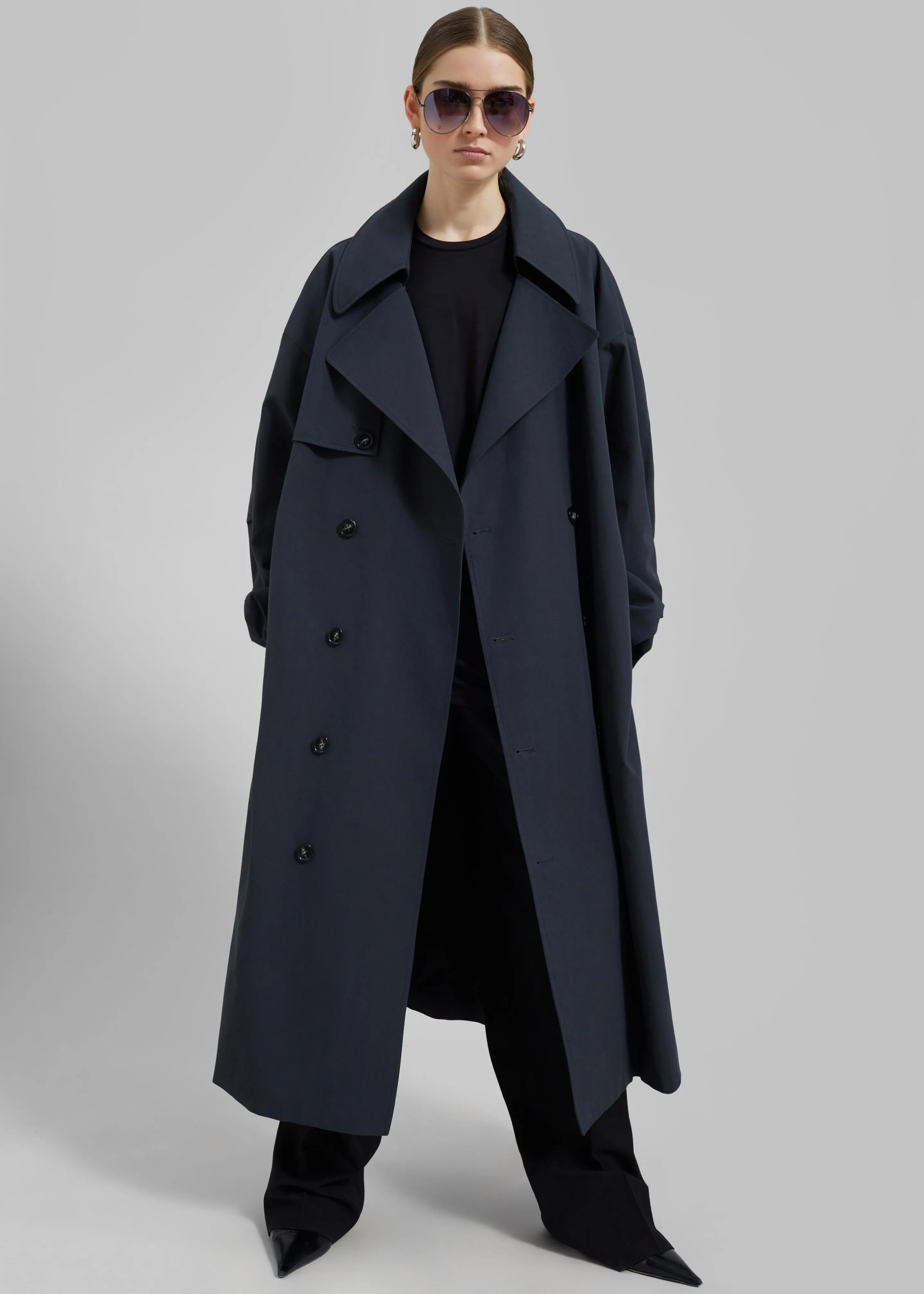 Anika Double Breasted Trench Coat - Navy