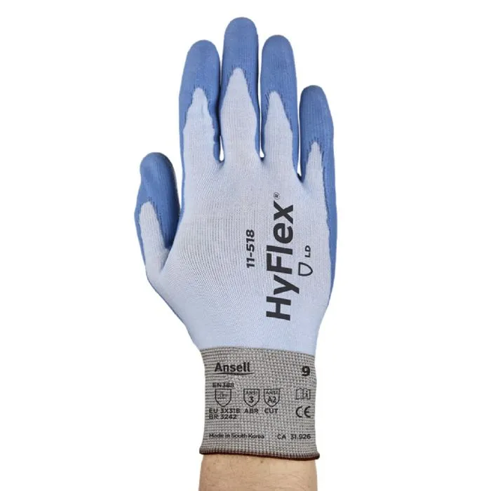 Ansell HyFlex 11-518-6 111710 Cut Resistant Dyneema Work Glove, Blue, Size 6, Case of 144 Pairs