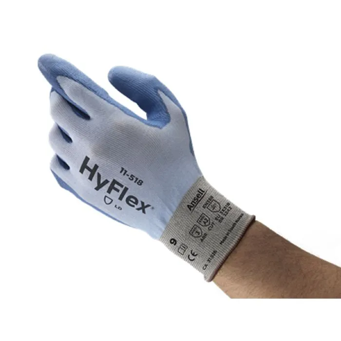 Ansell HyFlex 11-518-6 111710 Cut Resistant Dyneema Work Glove, Blue, Size 6, Case of 144 Pairs