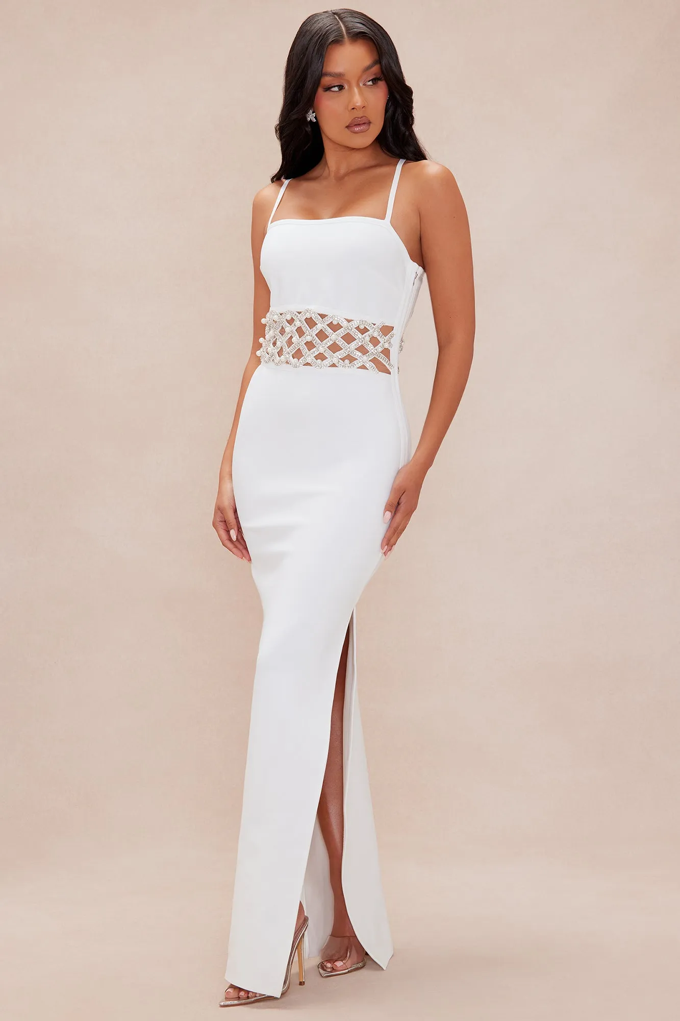 Athina Embellished Maxi Dress - White