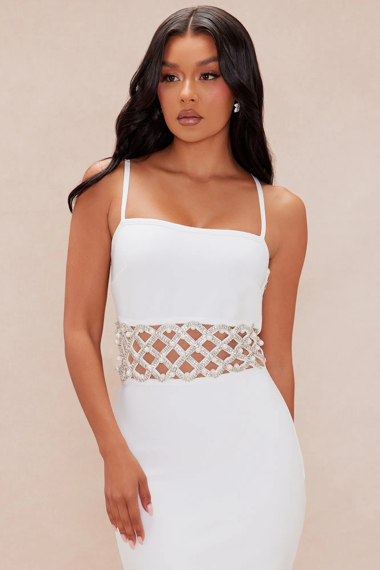 Athina Embellished Maxi Dress - White