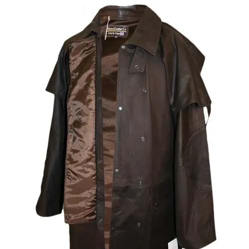 Australian Full Length Duster Outback Coat in Nubuck Cowhide Leather