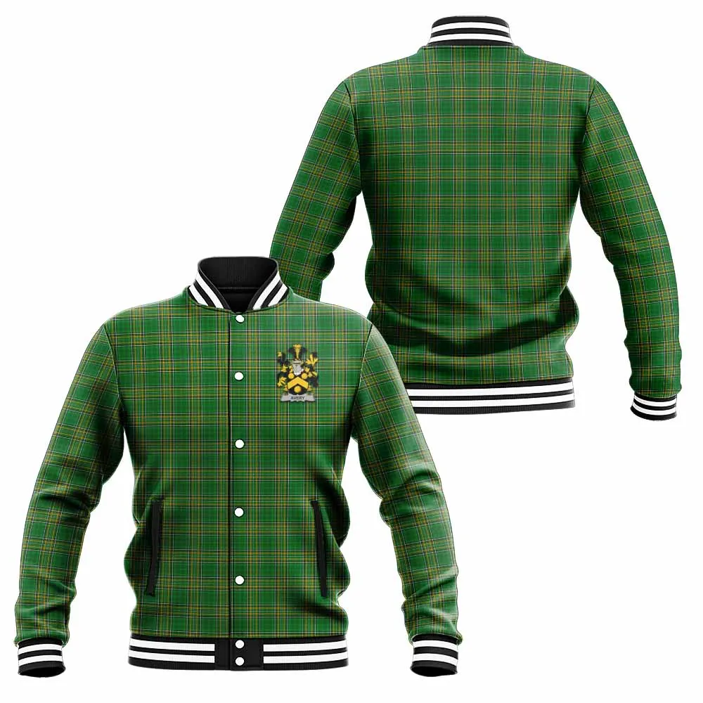 Avery Irish Clan Tartan Baseball Jacket with Coat of Arms