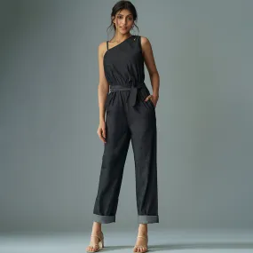 B77 Women's Stylish Jumpsuit With Relaxed Waistband In Eco denim