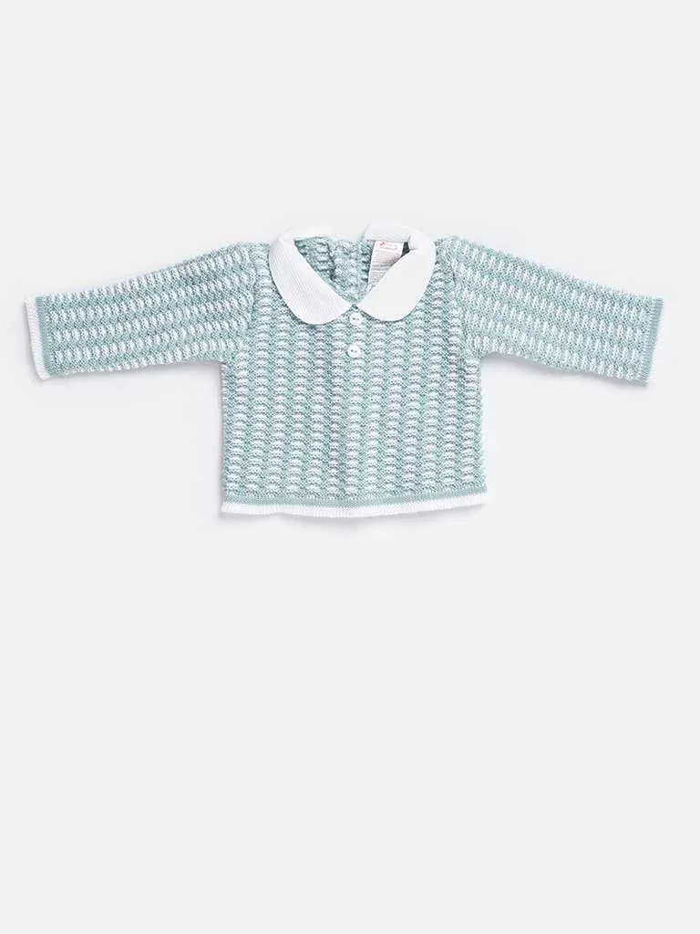 Baby Boy 3 Piece Line Texture Knit Gift Box Set-Mint Green