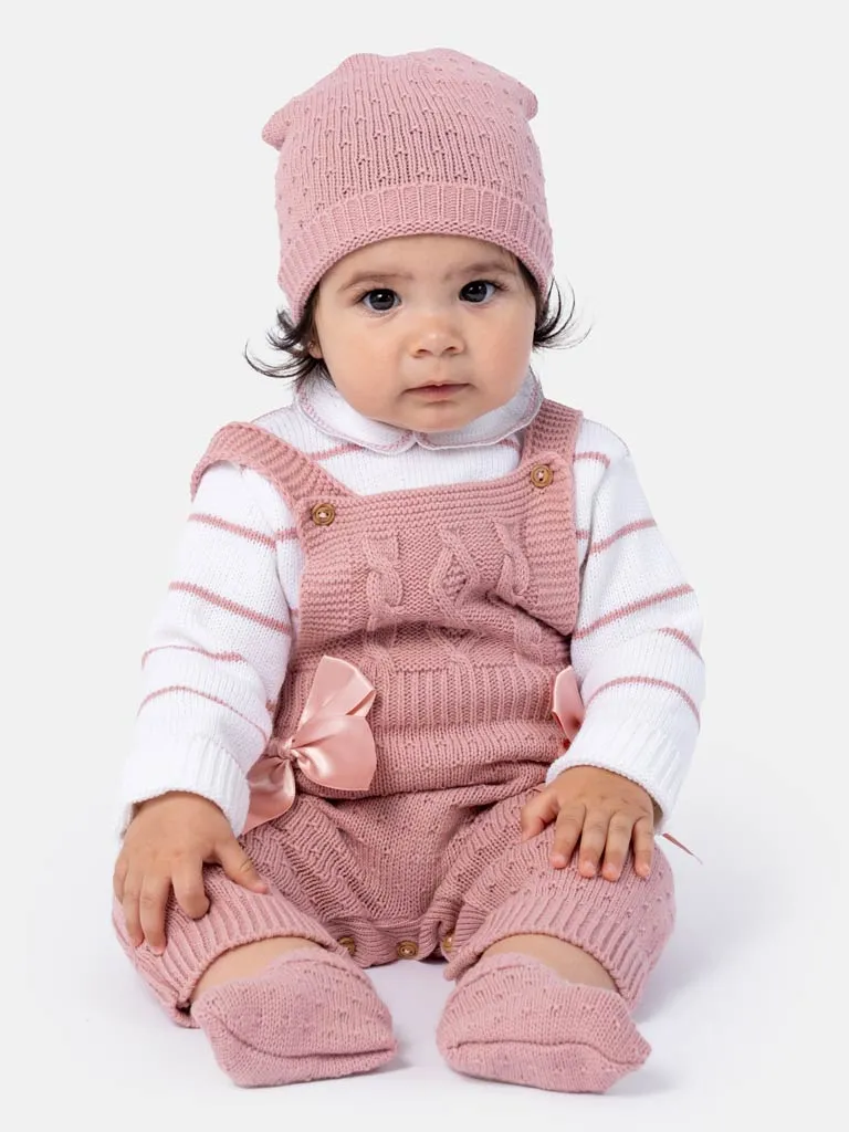 Baby Girl Nia Collection 4-piece Spanish Knitted Set- Dusty Pink