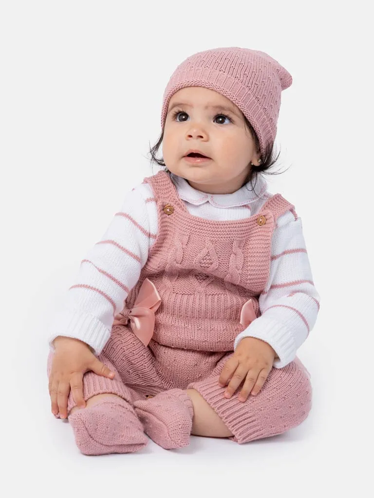 Baby Girl Nia Collection 4-piece Spanish Knitted Set- Dusty Pink