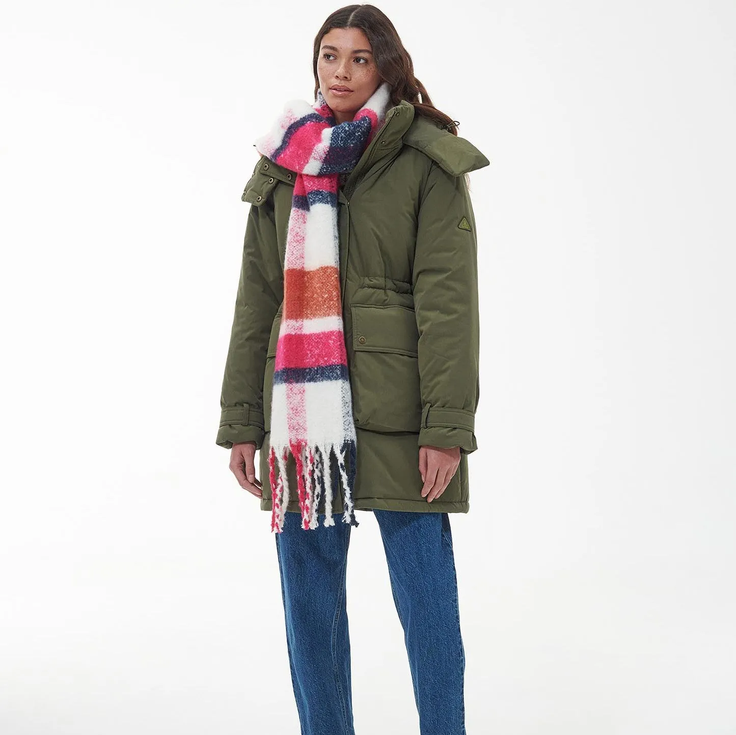 Barbour Women's Rawson Check Scarf in Dahlia/Navy