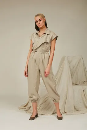 Beige Linen Jumpsuit