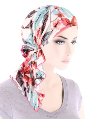 Bella Scarf Cream Coral Tropical Floral