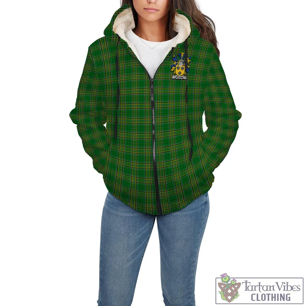 Betham Irish Clan Tartan Sherpa Hoodie with Coat of Arms