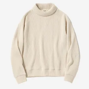 Big Waffle High-Neck Sweater - Ivory (Ecru)