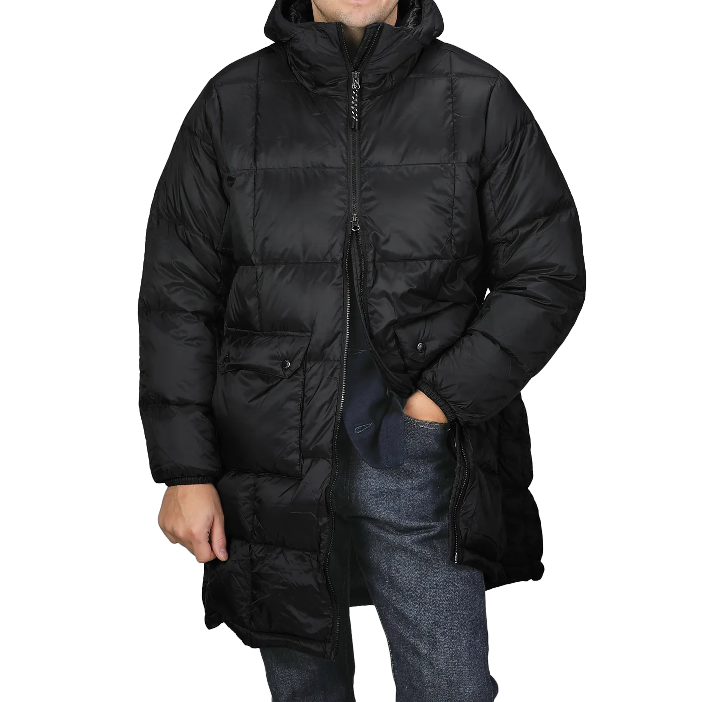 Black Nylon Down Padded Parka