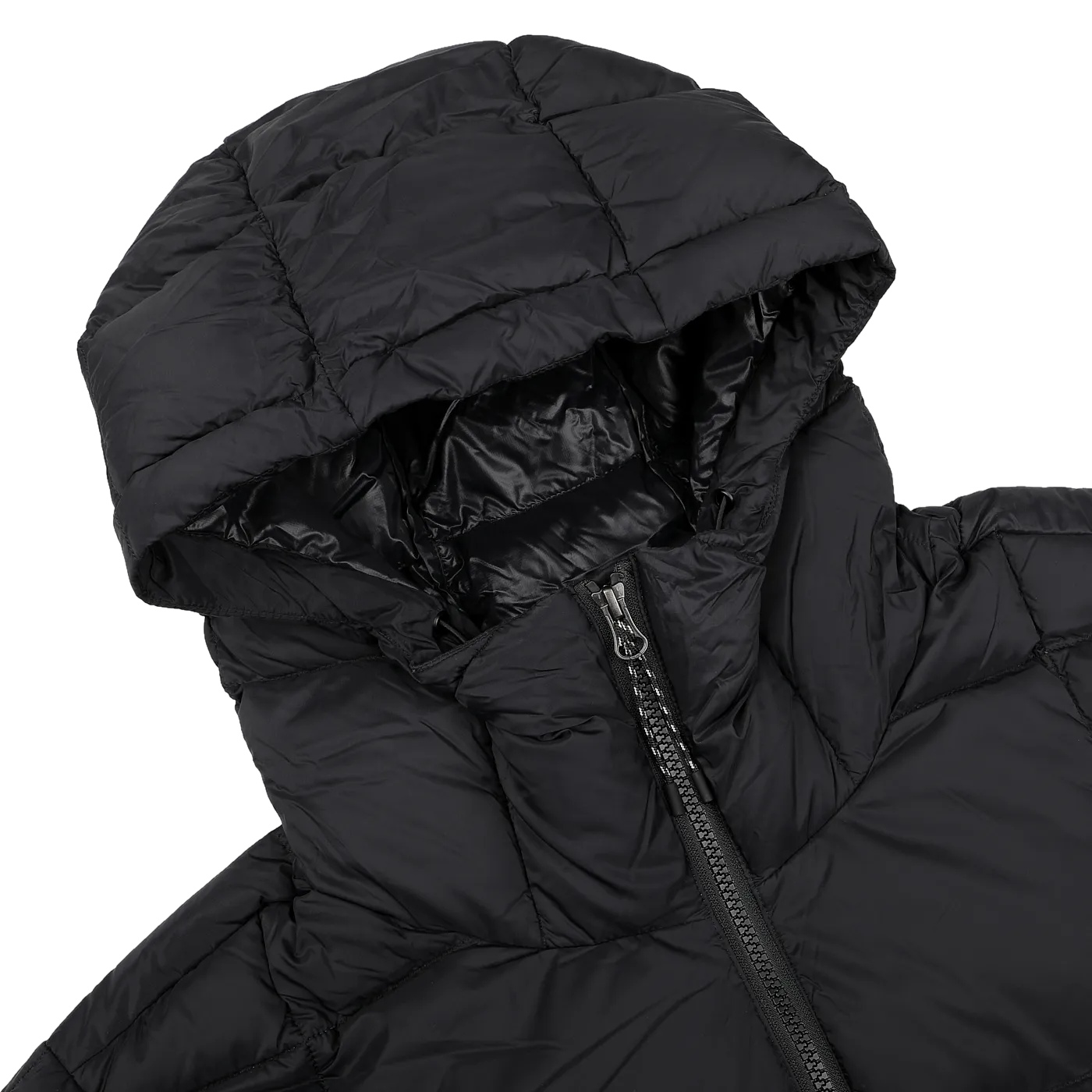 Black Nylon Down Padded Parka