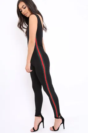 Black Side Stripe Jumpsuit - Jhona