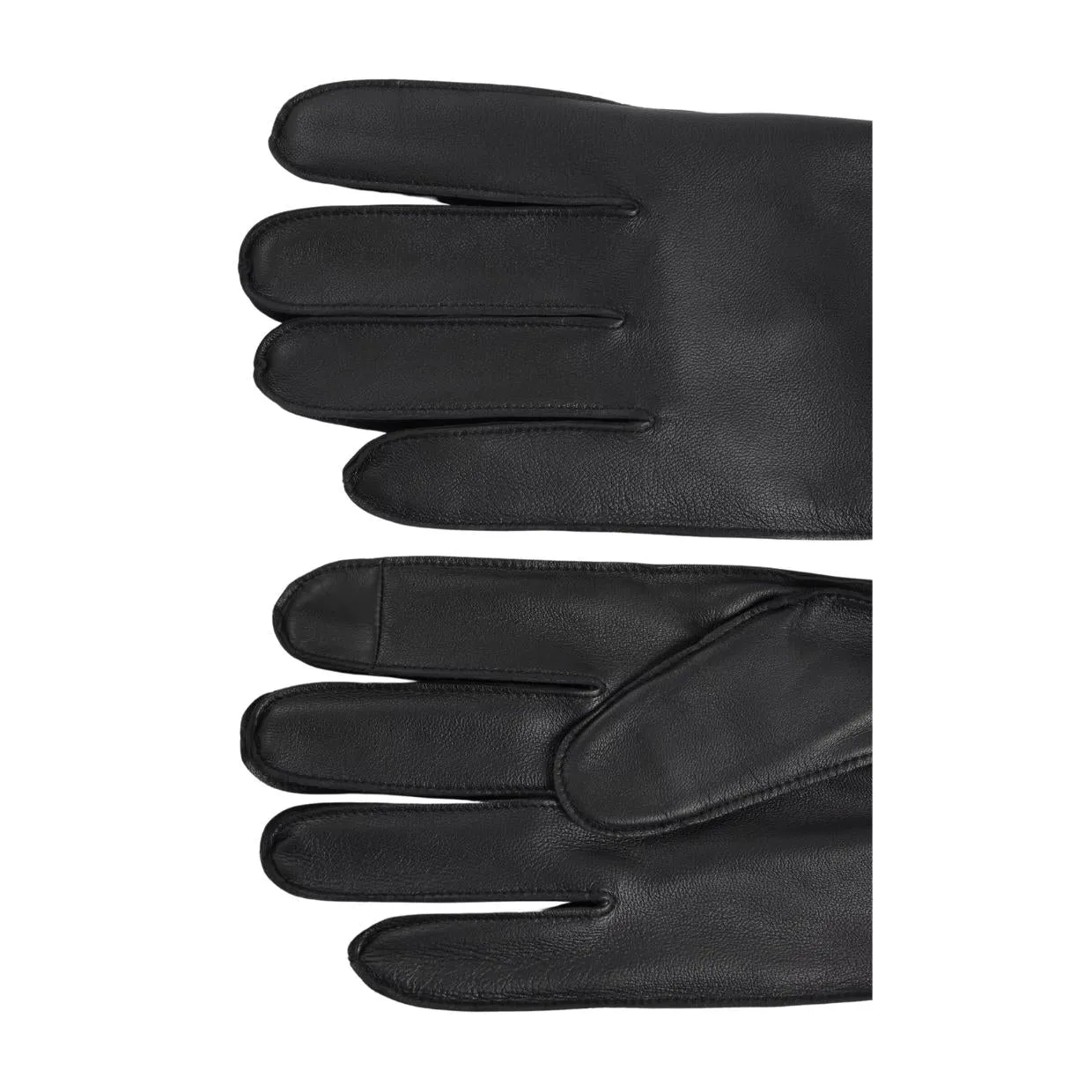 BOSS Metallic Logo Black Leather Gloves