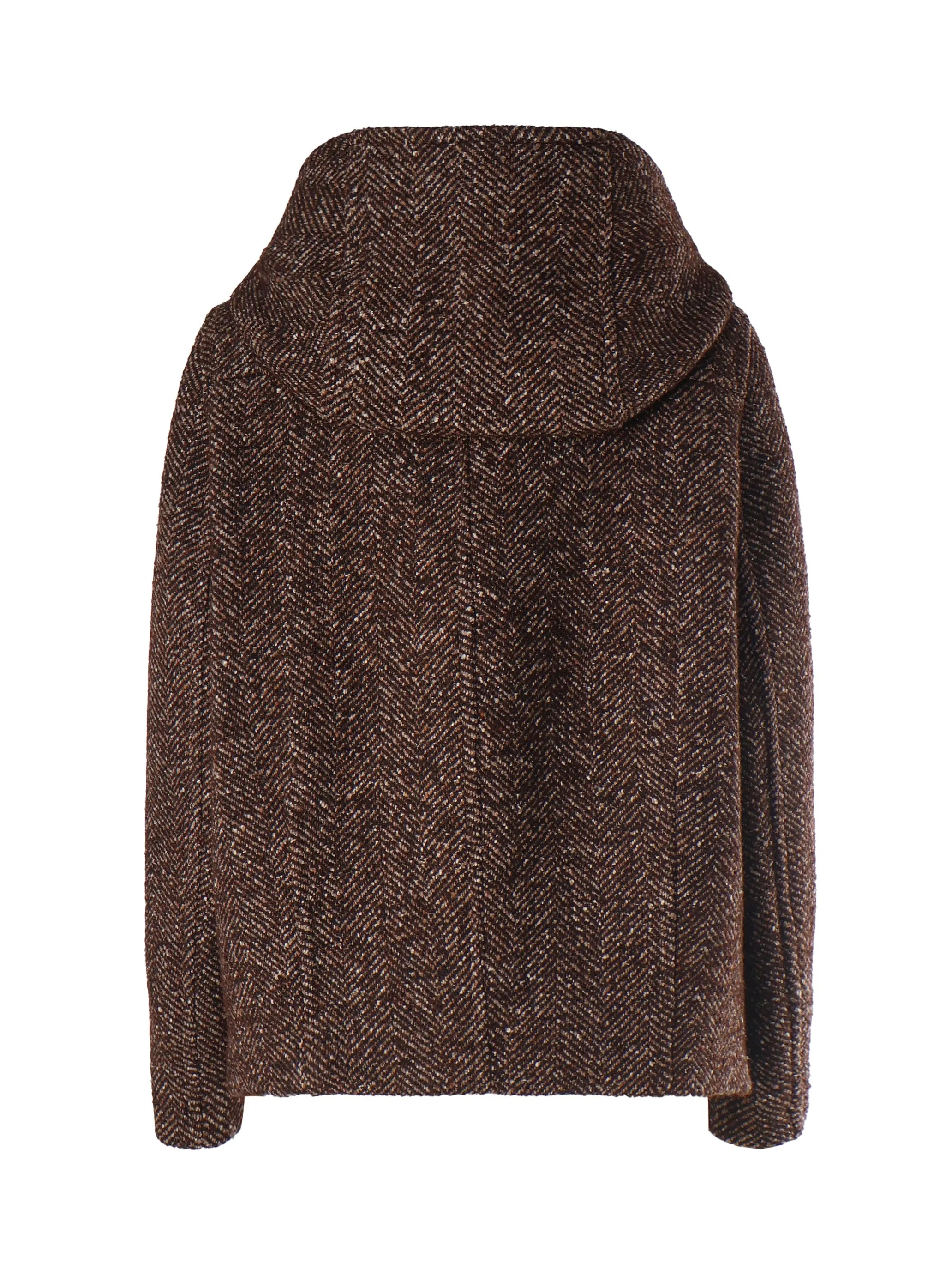 Brown Two-Tone Wool Blend Duffle Coat