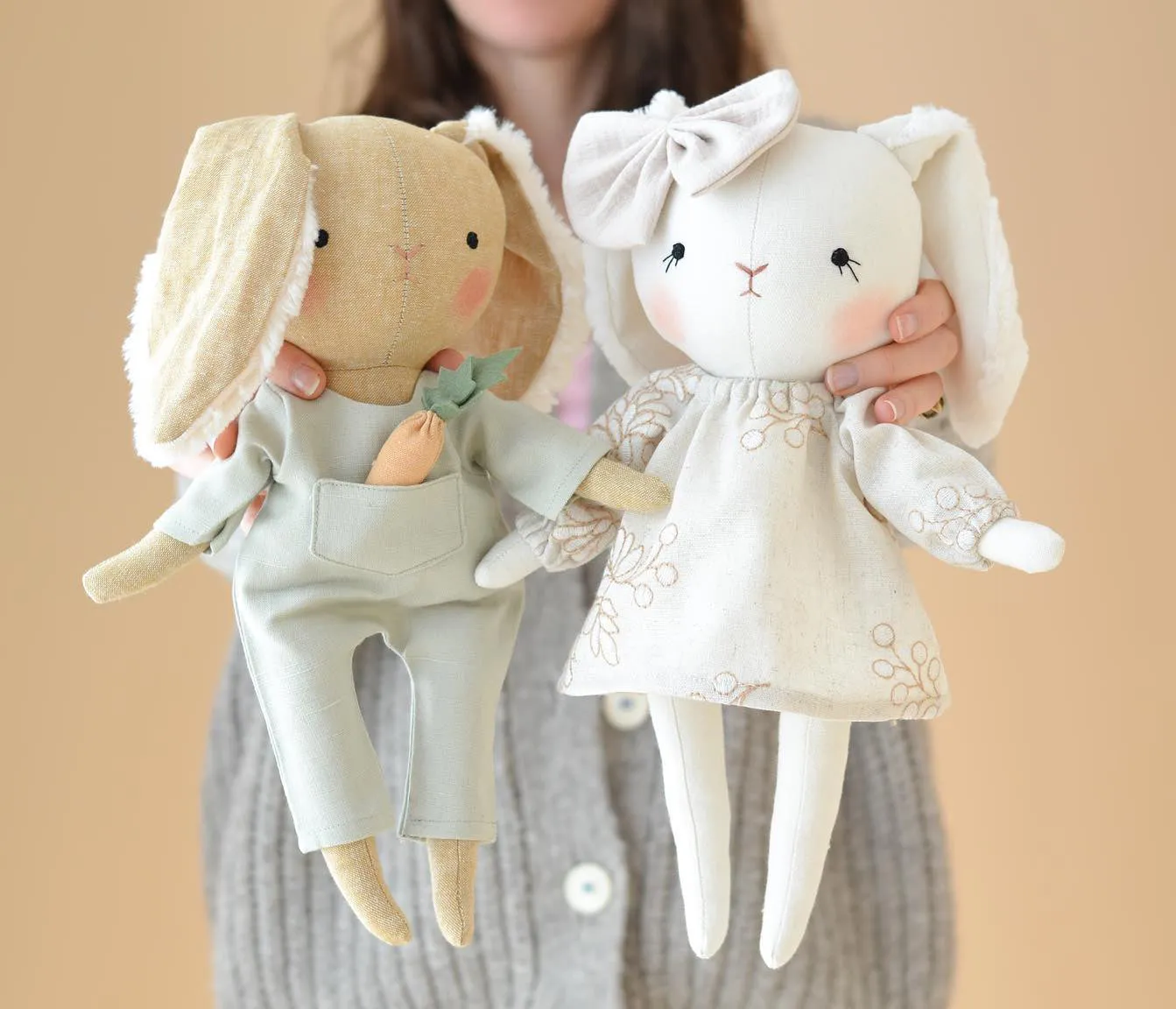 Bunny Doll Stuffed Animal Sewing Pattern   2 outfits