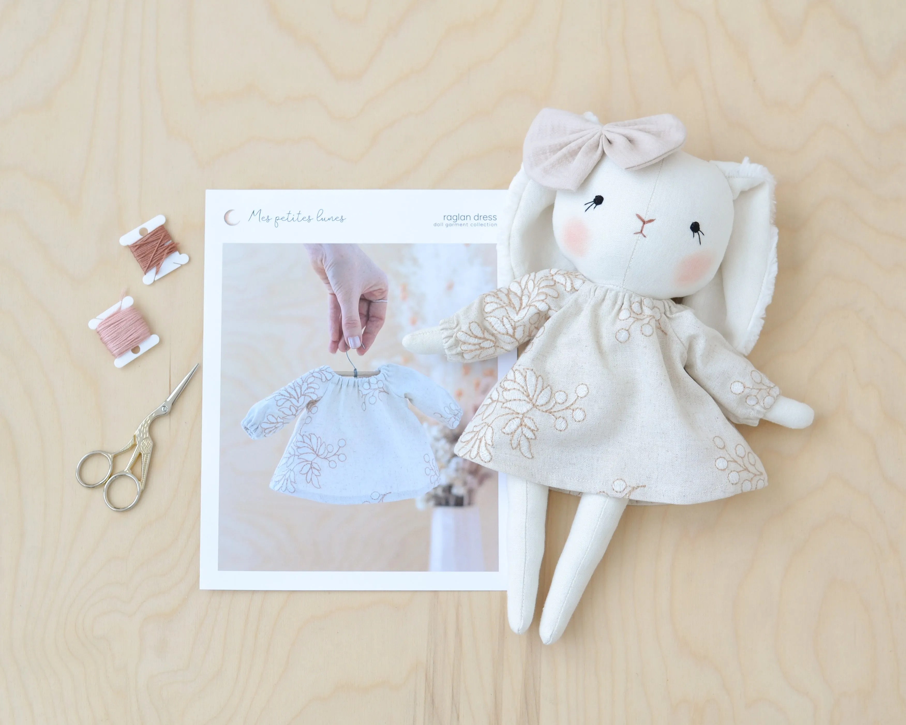 Bunny Doll Stuffed Animal Sewing Pattern   2 outfits