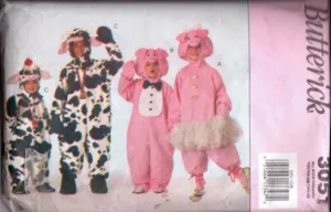 Butterick 3051 Childrens Pig Cow Jumpsuit Halloween Costume Sewing Pattern