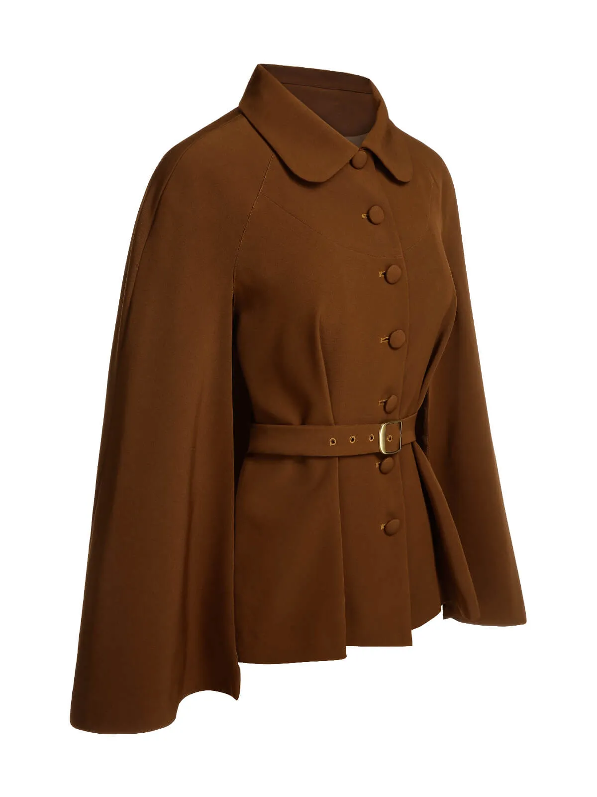 Camel Color 1940s Lapel Cape Coat