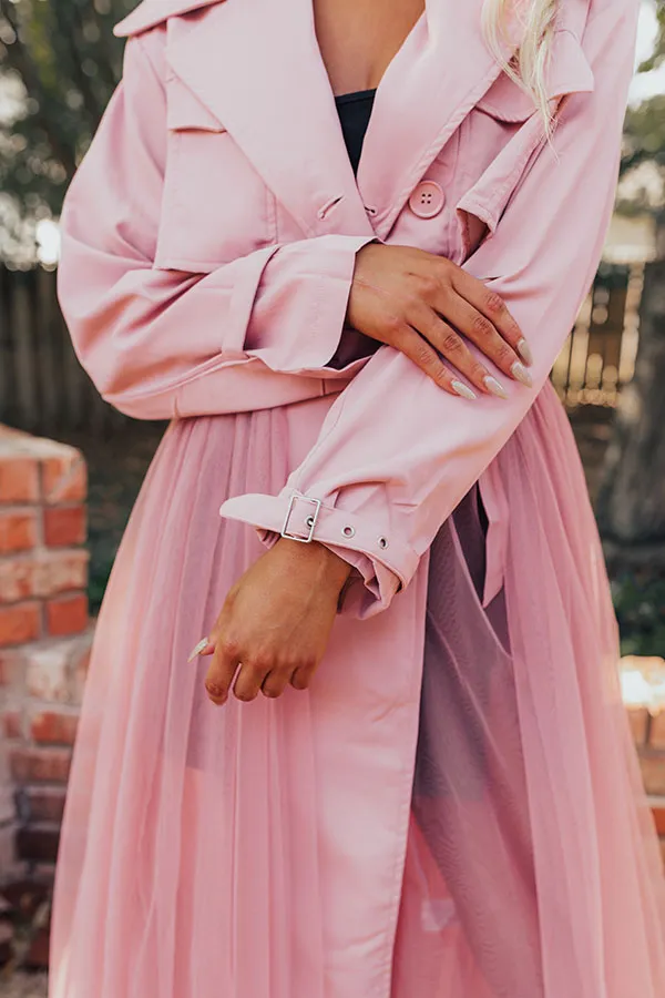 Catwalk Crush Mesh Trench Coat in Blush