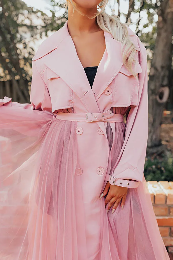 Catwalk Crush Mesh Trench Coat in Blush