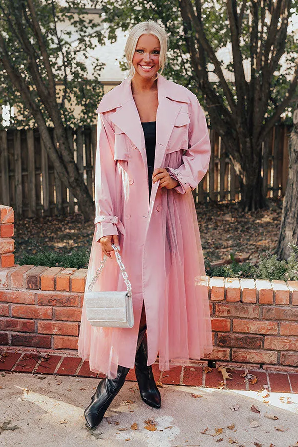 Catwalk Crush Mesh Trench Coat in Blush