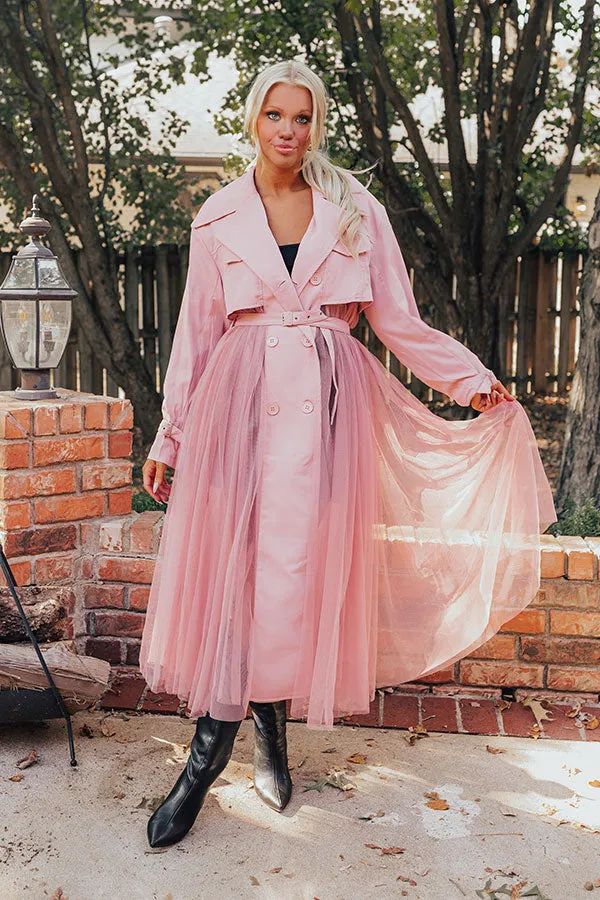 Catwalk Crush Mesh Trench Coat in Blush