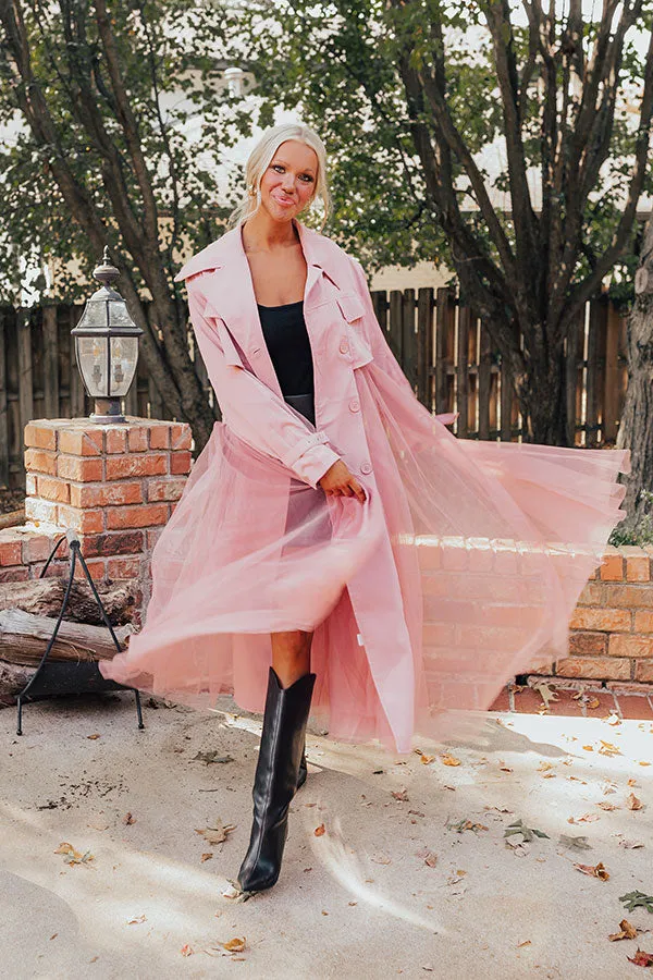 Catwalk Crush Mesh Trench Coat in Blush