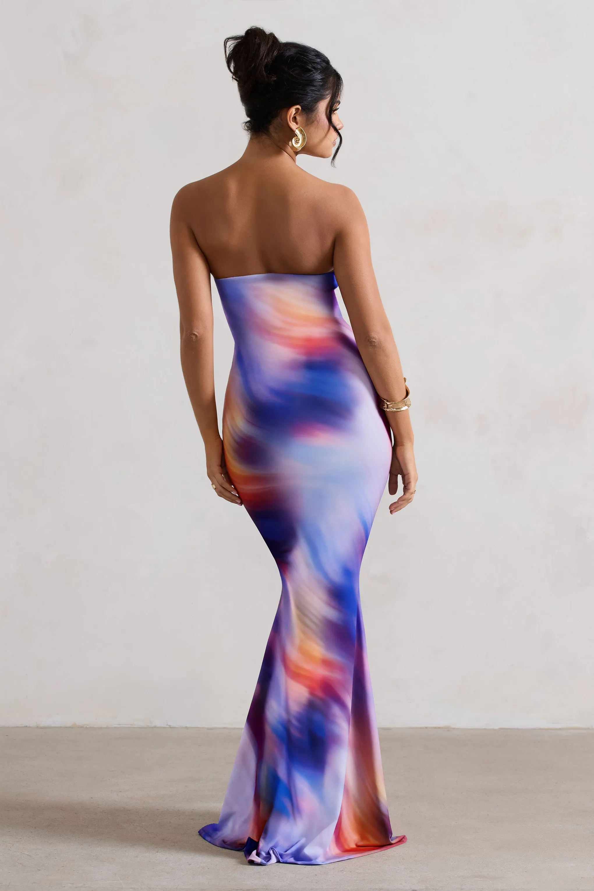 Ceremony | Abstract Print Bandeau Fishtail Maxi Dress