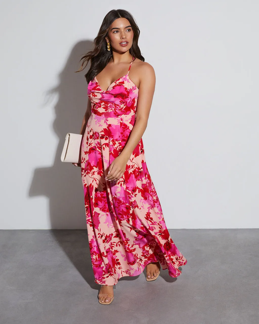 Chiara Floral Cowl Neck Maxi Dress